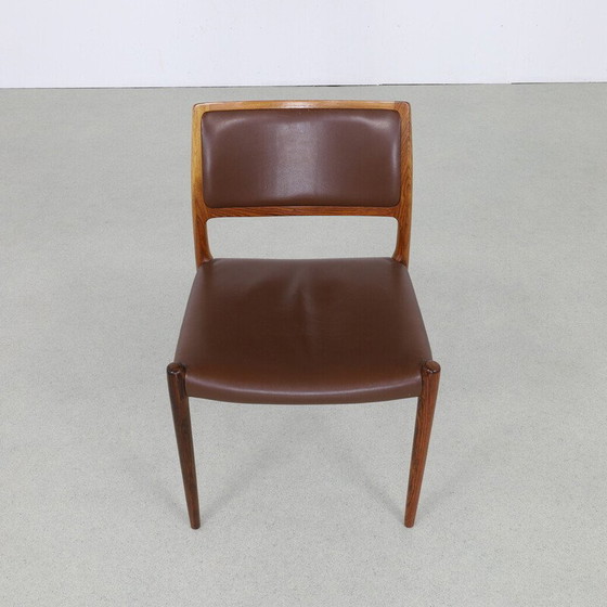 Image 1 of Set of 6 vintage model 80 leather dining chairs by Niels Møller for J.L. Møllers Møbelfabrik, 1960