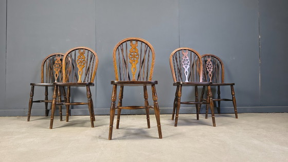 Image 1 of Ensemble de 5 chaises de salle à manger Ercol vintage, années 1950