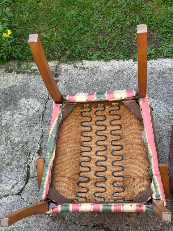 Paar Bridge fauteuils jaren 50 – Gebogen hout – Kuipstoelen, Canvas (photo 12 of 15)