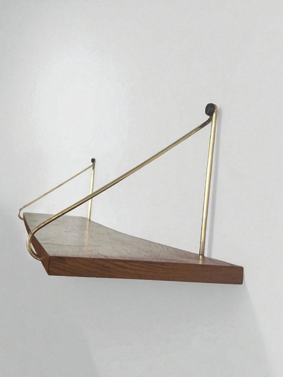 Étagère murale String vintage en bois avec supports métalliques | Style Mid-Century | Étagère ouverte | (photo 2 of 8)