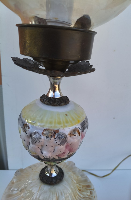 Lampada Da Tavolo Vintage In Ceramica E Vetro Ambra – Lampade da tavolo, Glass (photo 5 of 5)