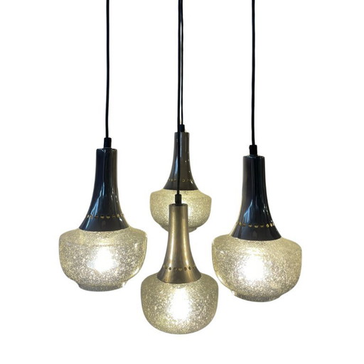 Einzigartige Vintage-Pendelleuchte RAAK Amsterdam – Glas mit Luftblasen, 1960er Jahre