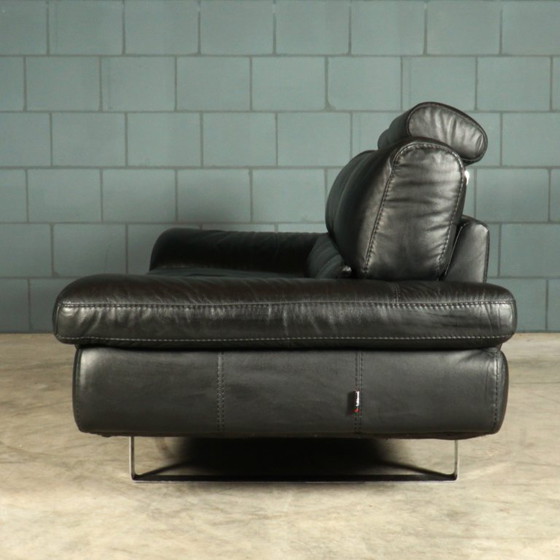 Image 1 of LaNouva Sitzgruppe – Dreisitzer-Sofa mit Zweisitzer-Sofa – schwarzes Leder