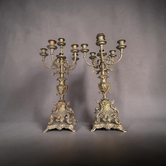 Image 1 of Elegant 6 arm brass candelars 