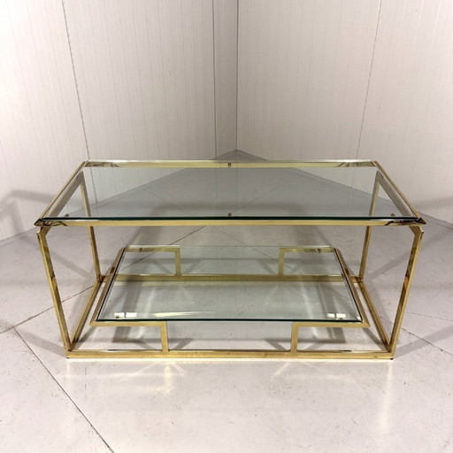 Messing en glazen Console tafel 1970’s