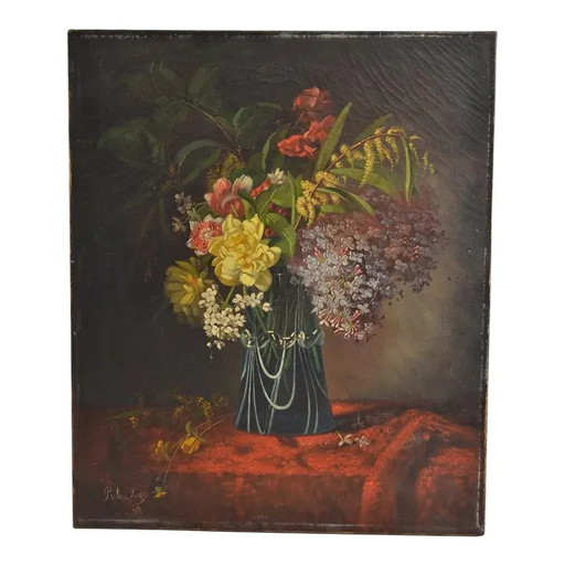 Pauline Petit (Französisch 19.-20. Jahrhundert) "Stillleben mit Blumenstrauß" Öl auf Leinwand Signiert und datiert 1889