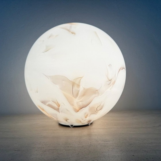 Image 1 of Vintage glass table lamp marble decor , 1970s 