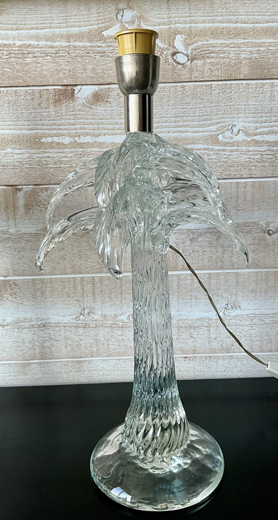 Image 1 of Pair of Italian Palm Tree Glass Lamps in the Style of Tommaso Barbi, 1970s