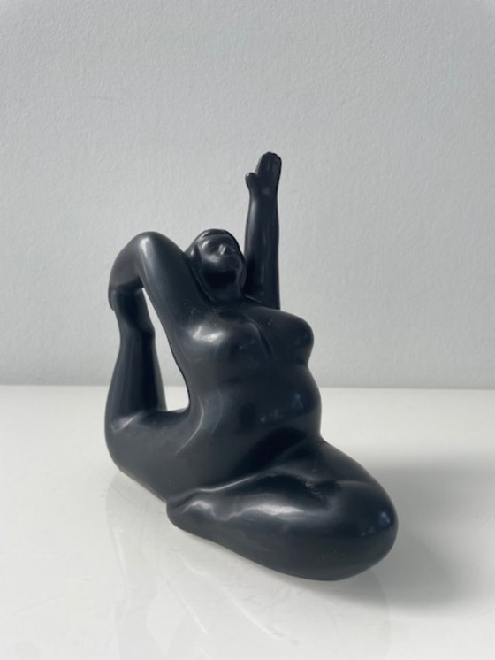 Image 1 of Ensemble de 2 figurines féminines modernes en céramique, noir mat