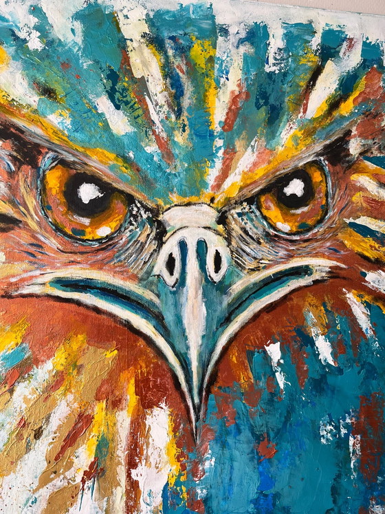 Abstraktes Adler-Gemälde 80 x 100 cm – Kunst, Leinwand (photo 4 of 7)