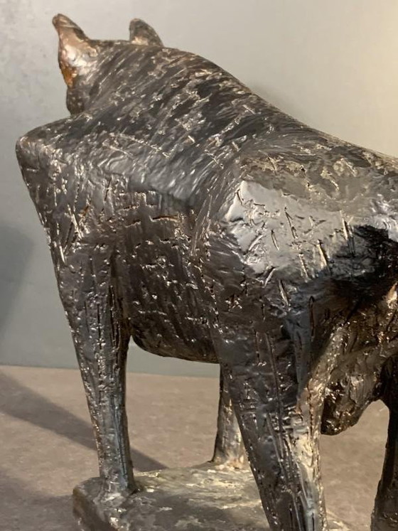 Sculpture animalière de taureau brutaliste en grès émaillé par Mario Peruggini, années 1960 – Ceramic (photo 7 of 12)