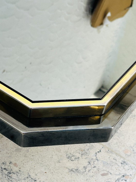 Tweekleurige salontafel van messing en zwart spiegelglas van Fedam (photo 13 of 18)