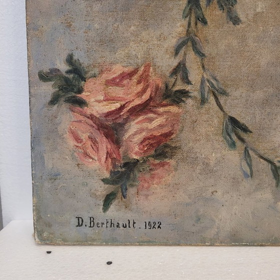 Image 1 of Paire de peintures à l'huile « Chérubins », D. Berthault, Art nouveau, 1922 – France