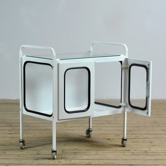 Carrello ospedaliero d'epoca, anni '70 – Carrelli bar, Glass, Metal (photo 4 of 10)