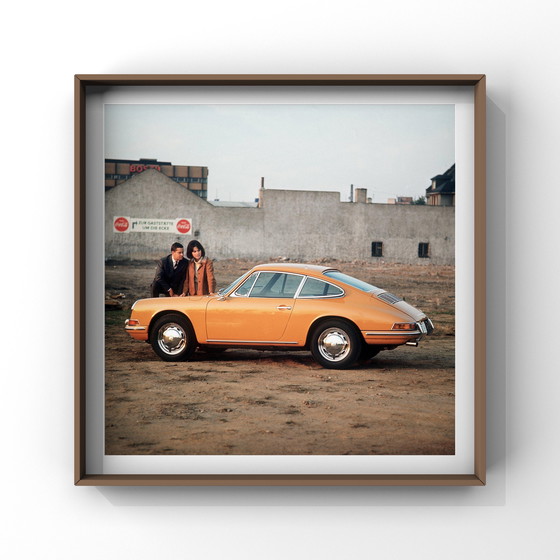 Image 1 of 1x Fine Art Print – Porsche 912 analog colors ochre/orange