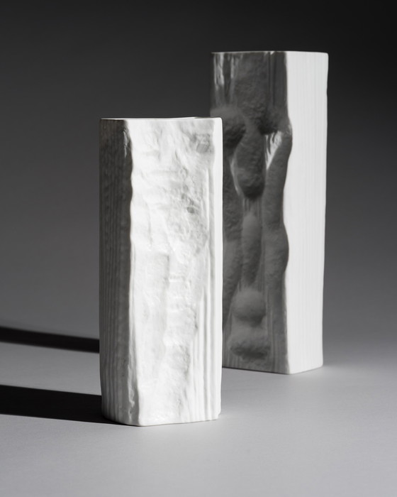 Image 1 of Rosenthal Studio-Linie Vase Op Art Allemand Duo Martin Freyer Années 70 Bisque Porcelaine