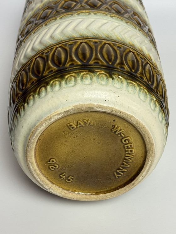 Image 1 of Large West Germany Ceramic Vase – Bax, Model 92-45 – Moss Green & Cream. Germany, 1960s.