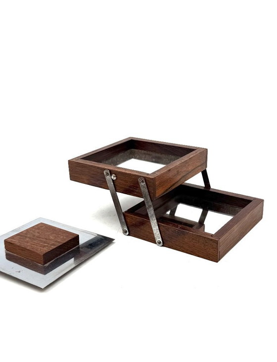 Image 1 of Mid-century mirrored wood cigarette box, France 1960