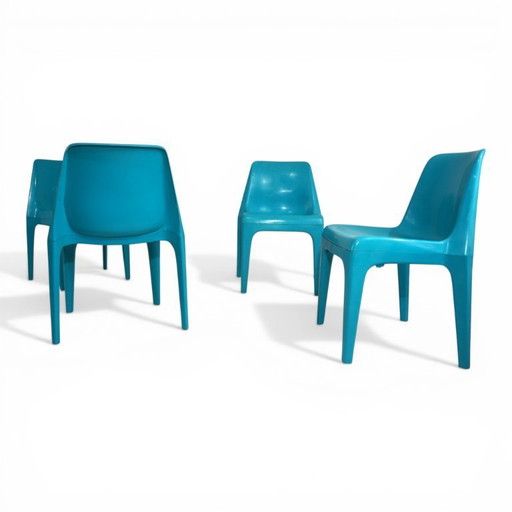 Set van 4 Schröder & Henzelmann Space Age eetkamerstoelen, 1970