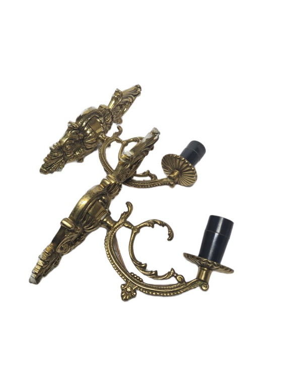 Lampade da parete rococò vintage, Polonia, anni '50, set da 2 – Applique, Brass (photo 7 of 8)