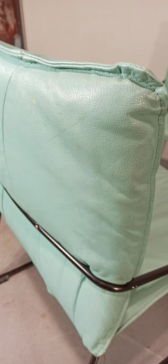 Image 1 of 4 x vintage Italiaanse leren eetkamerstoelen