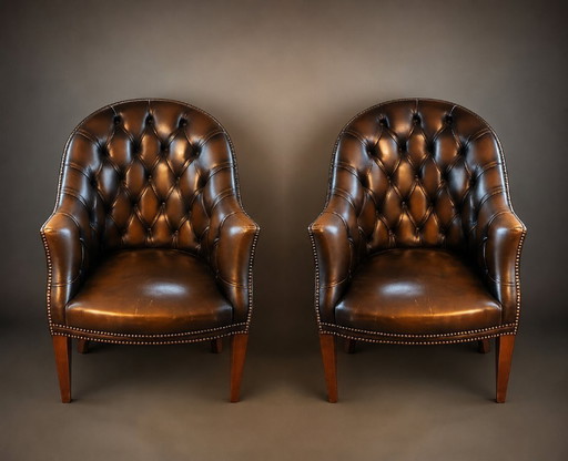 set van 2 chesterfield fauteuils