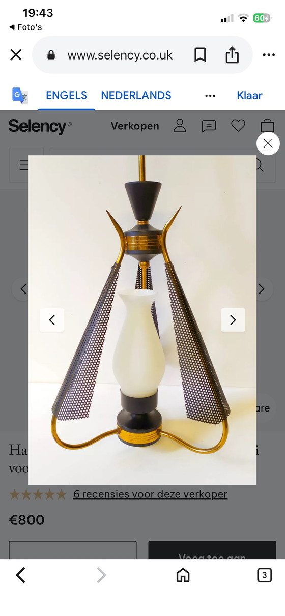 Image 1 of Hanglamp toegeschreven aan Angelo Lelli voor Arredoluce, jaren 1950.