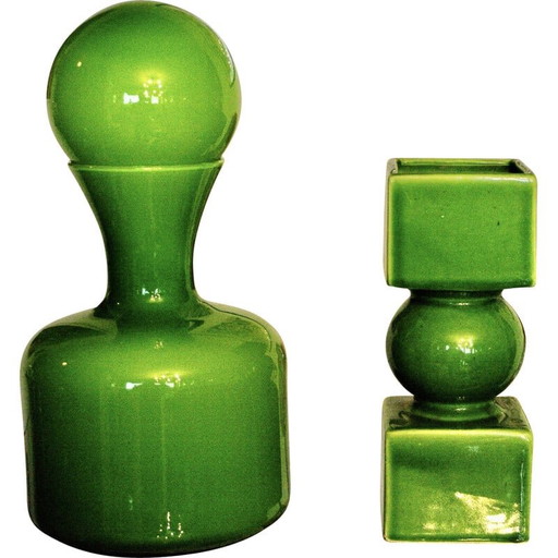Carafe scandinave vintage en verre soufflé, 1970