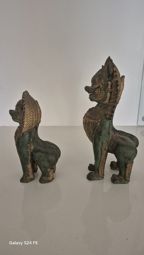 Ensemble de gardiens de porte Thaïlande. – Sculptures, Bronze (photo 3 of 6)