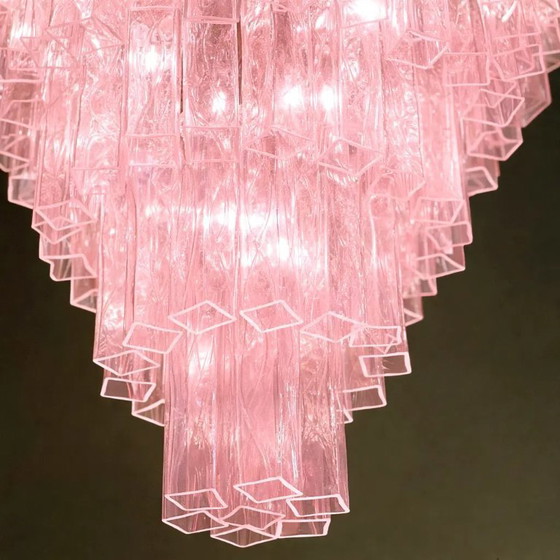Image 1 of Contemporary Pink’ “Square Tubes” Murano Glass Chandelier