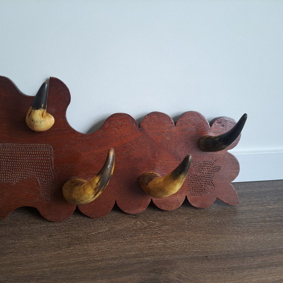 Image 1 of Appendiabiti vintage unico con corna vere - fatto a mano