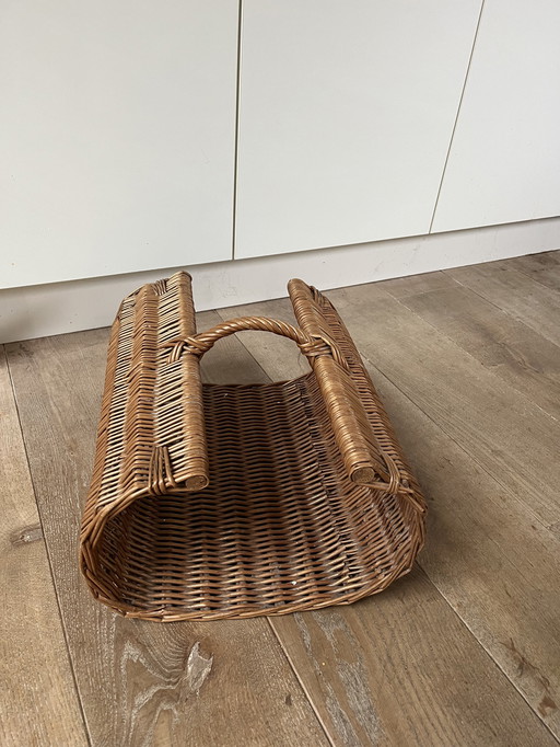 Rieten brandhout tijdschriften mand Scandinavisch