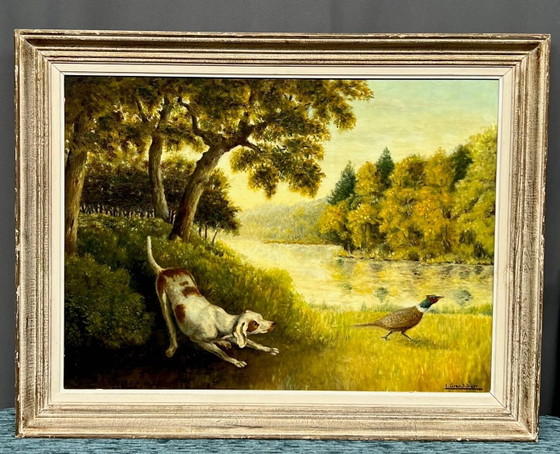 I. Grandidier. “Pheasant Hunting” painting. Oil on wood panel. – Paintings & Drawings (photo 5 of 5)