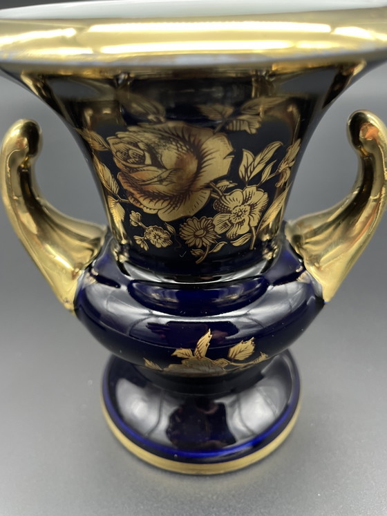 Royal Porzellan Bavaria KPM Handled Vase Real Cobalt Gold Decor 13.5 cm – Porcelain (photo 7 of 10)