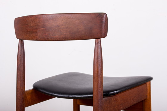 Image 1 of Set of 4 Danish Teak Chairs in Black Skaï by P.E. Jorgensen for Farso Stolefabrik 1960