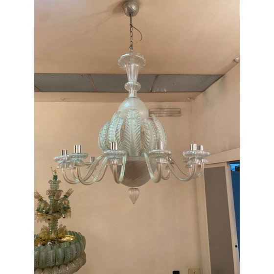 Image 1 of Vintage Italian Leaves Chandelier In Murano Style Glass