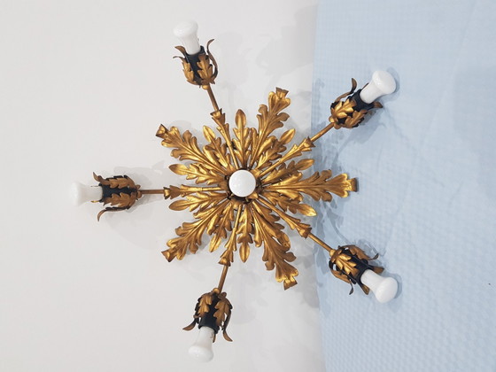 Hollywood Regency Ceiling Lamp from Hans Kogl, Germany, 1960s – Hans Kögl, Ceiling lights, Metal (photo 2 of 11)