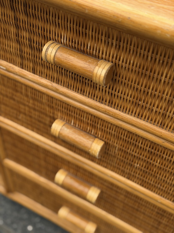 Image 1 of 1970s rattan chest of drawers