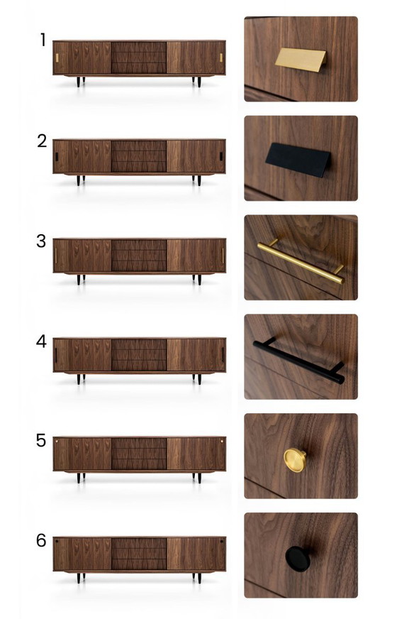 Image 1 of Notenhouten dressoir O-S02 schuifdeur en 3 laden 240