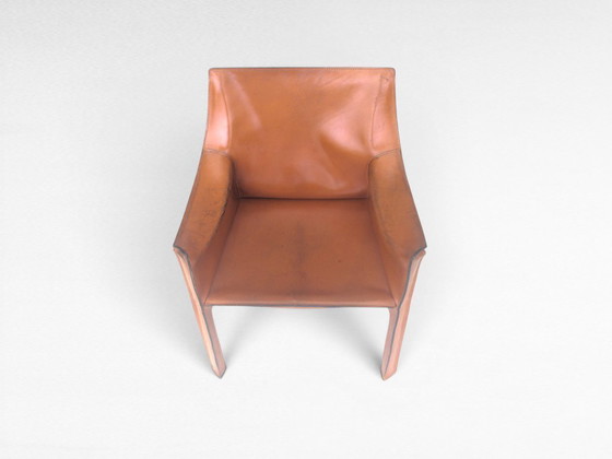 Image 1 of Stuhl CAB 413 in cognacfarbenem Leder von Mario Bellini für Cassina, Italien, 1970er Jahre