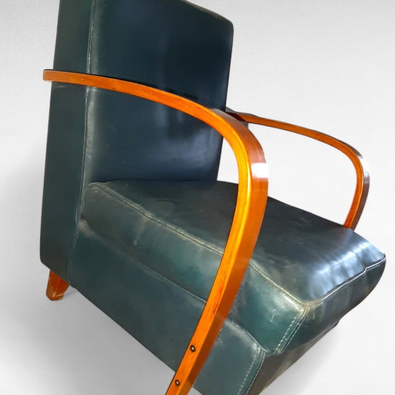 Image 1 of Italiaans Design Baxter Fauteuil, Petrol Groen Leer