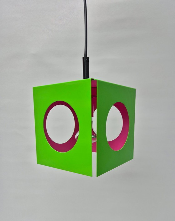 Image 1 of Cubos de la era espacial: lámpara de mesa y lámpara colgante - década de 1980