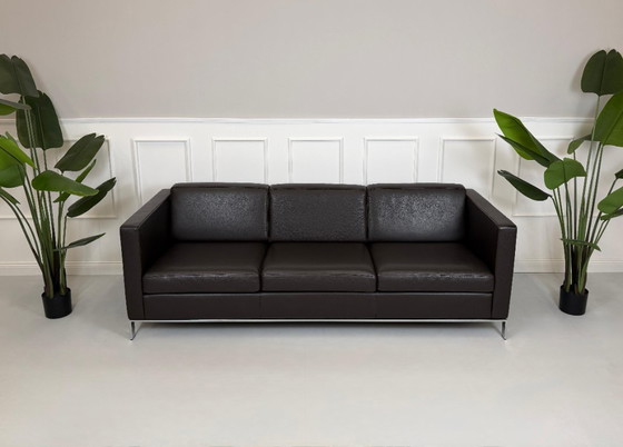 Image 1 of Divano di design Walter Knoll Foster 500 a 3 posti, marrone + pouf