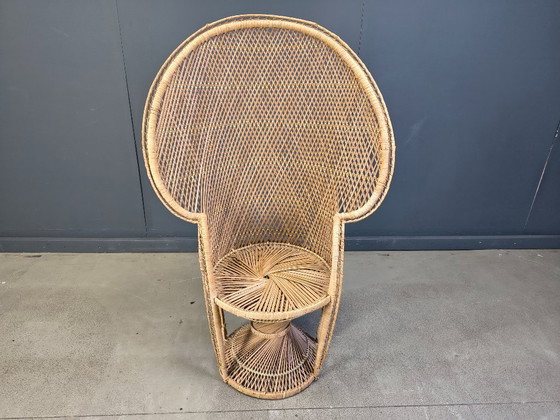 Image 1 of Fauteuil paon vintage en osier, années 1970