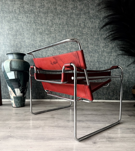 Image 1 of Fauteuil Wassily vintage de Marcel Breuer pour Fasem, cuir rouge bordeaux