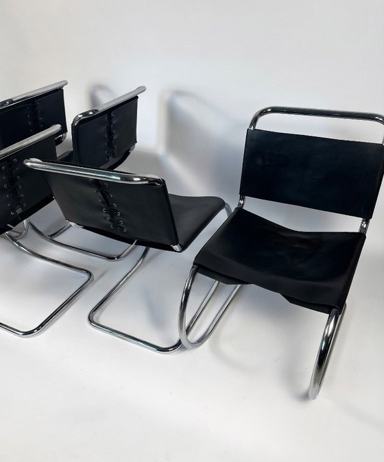 Image 1 of Set of 6 MR10 Dining Chairs — Ludwig Mies van der Rohe, attr. Knoll, c. 1970s