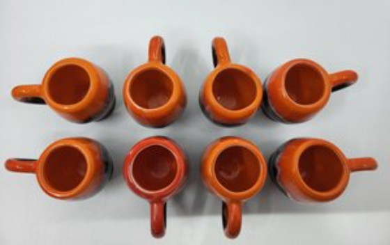 Image 1 of Vallauris keramiek koffieservies Frankrijk Côte-d'Azur 1960 vintage Set van 9