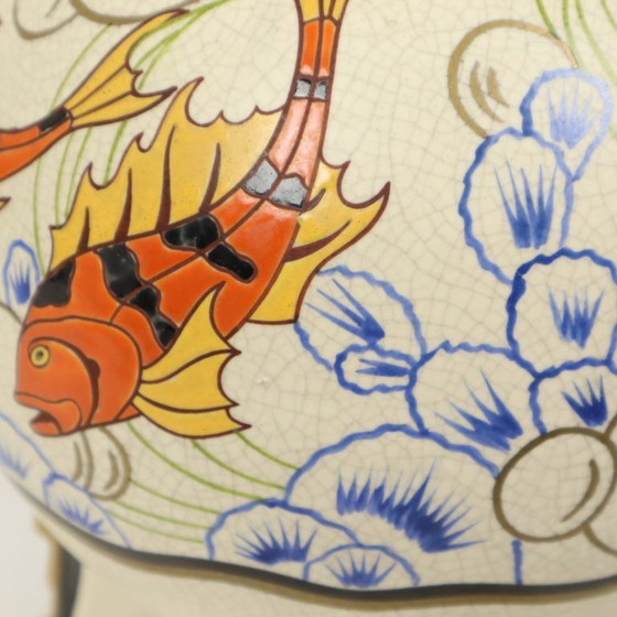 Image 1 of Rare Art Deco Vase Fish Orchids
