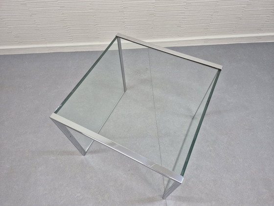 Vintage chrome and glass side table minimalist. (photo 11 of 14)