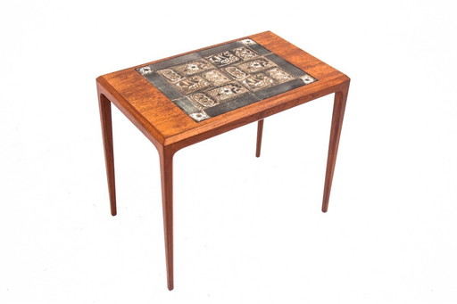Side table with ceramics, Denmark, 1960s.